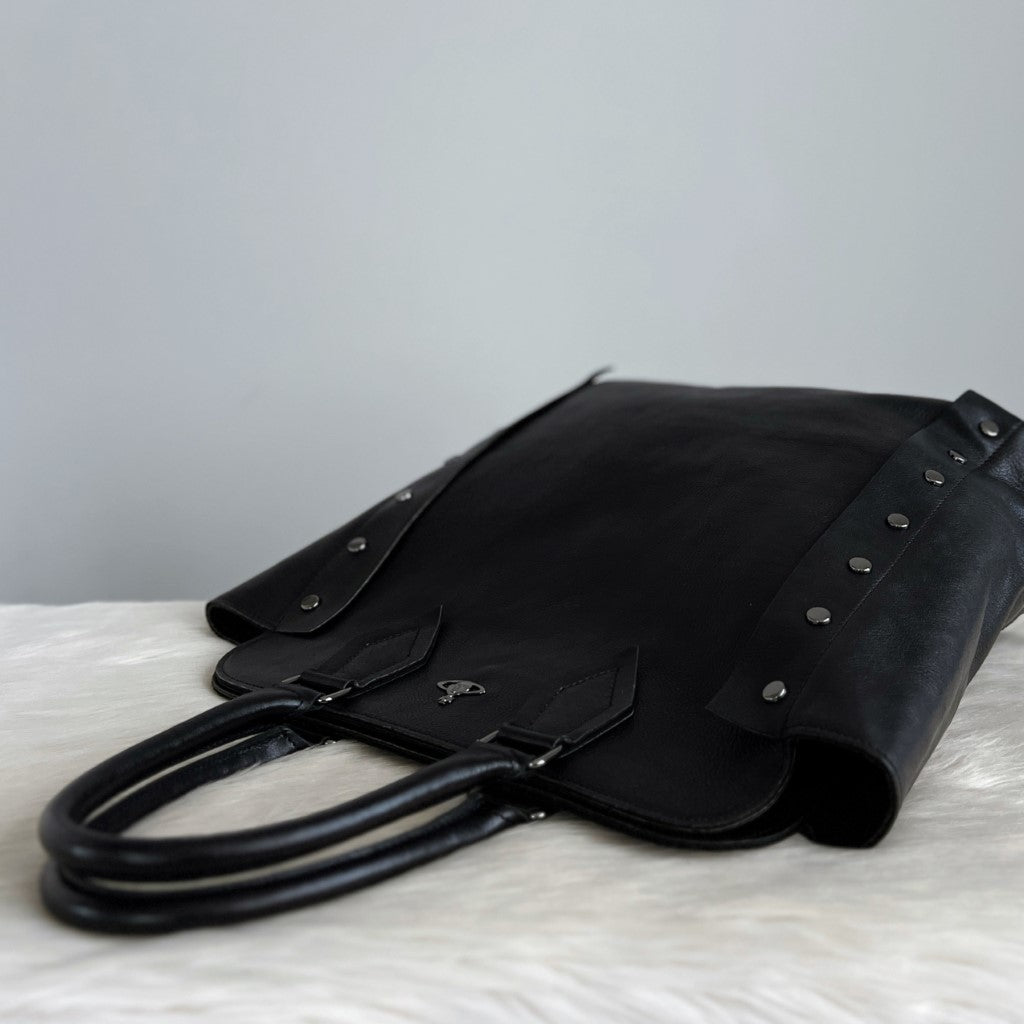 Vivienne Westwood Black Leather Studded Detail Large Shoulder Bag Excellent