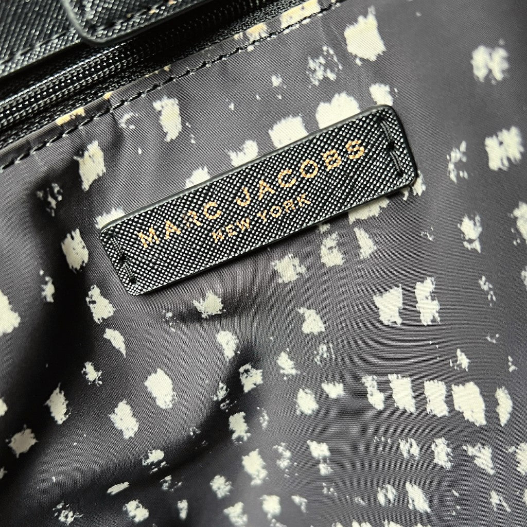 Marc Jacobs Black Front Logo Oversized Charm Shopper Shoulder Bag