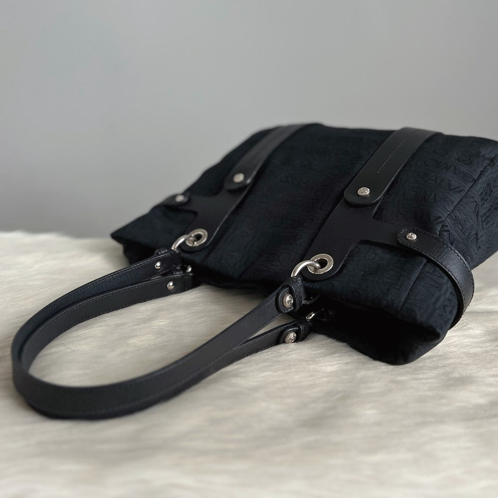 Salvatore Ferragamo Black Signature Pattern Triple Compartment Shoulder Bag