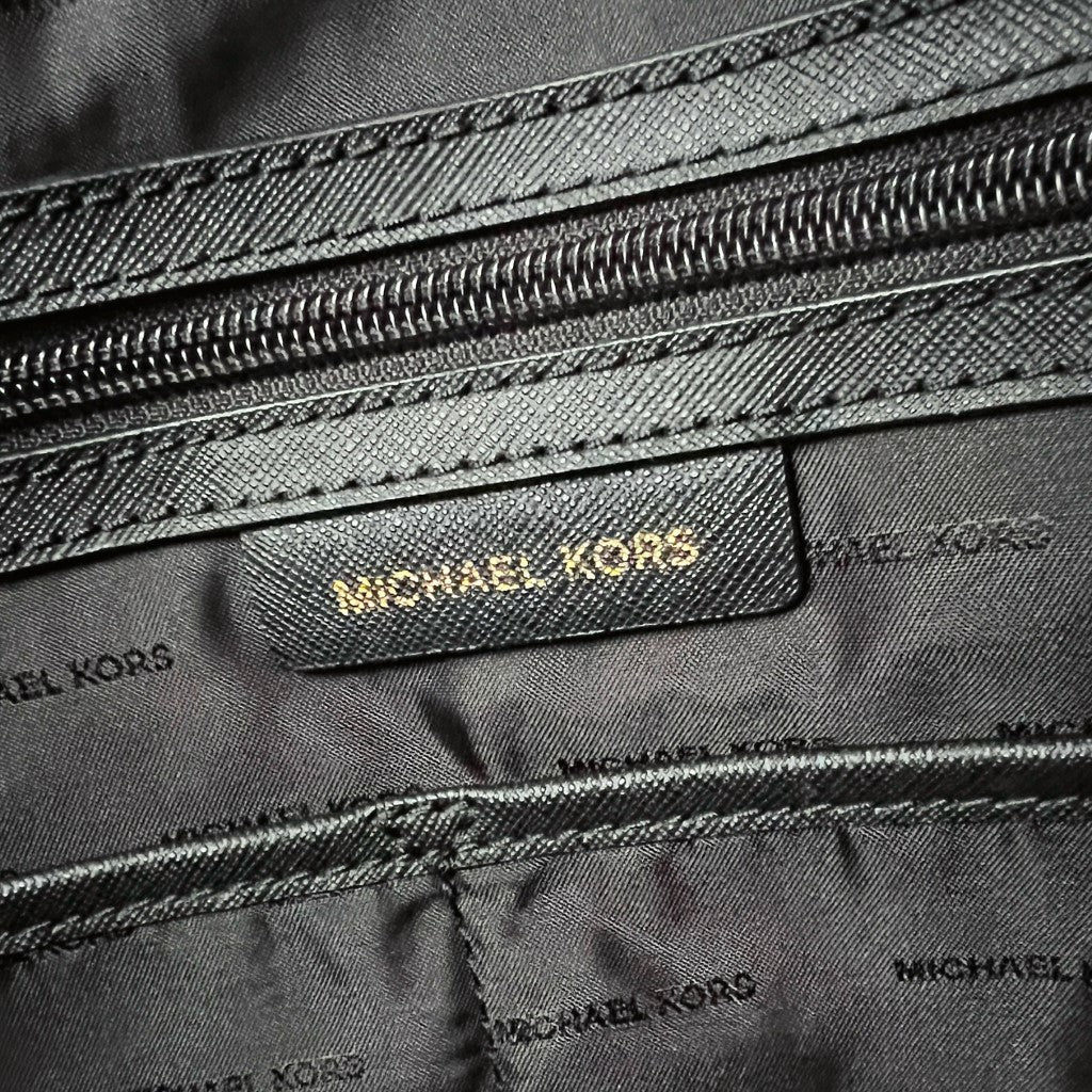 Michael Kors Black Leather MK Charm Career Shoulder Bag Excellent