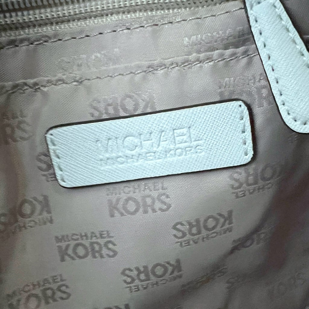 Michael Kors White Leather MK Charm Boston 2 Way Shoulder Bag