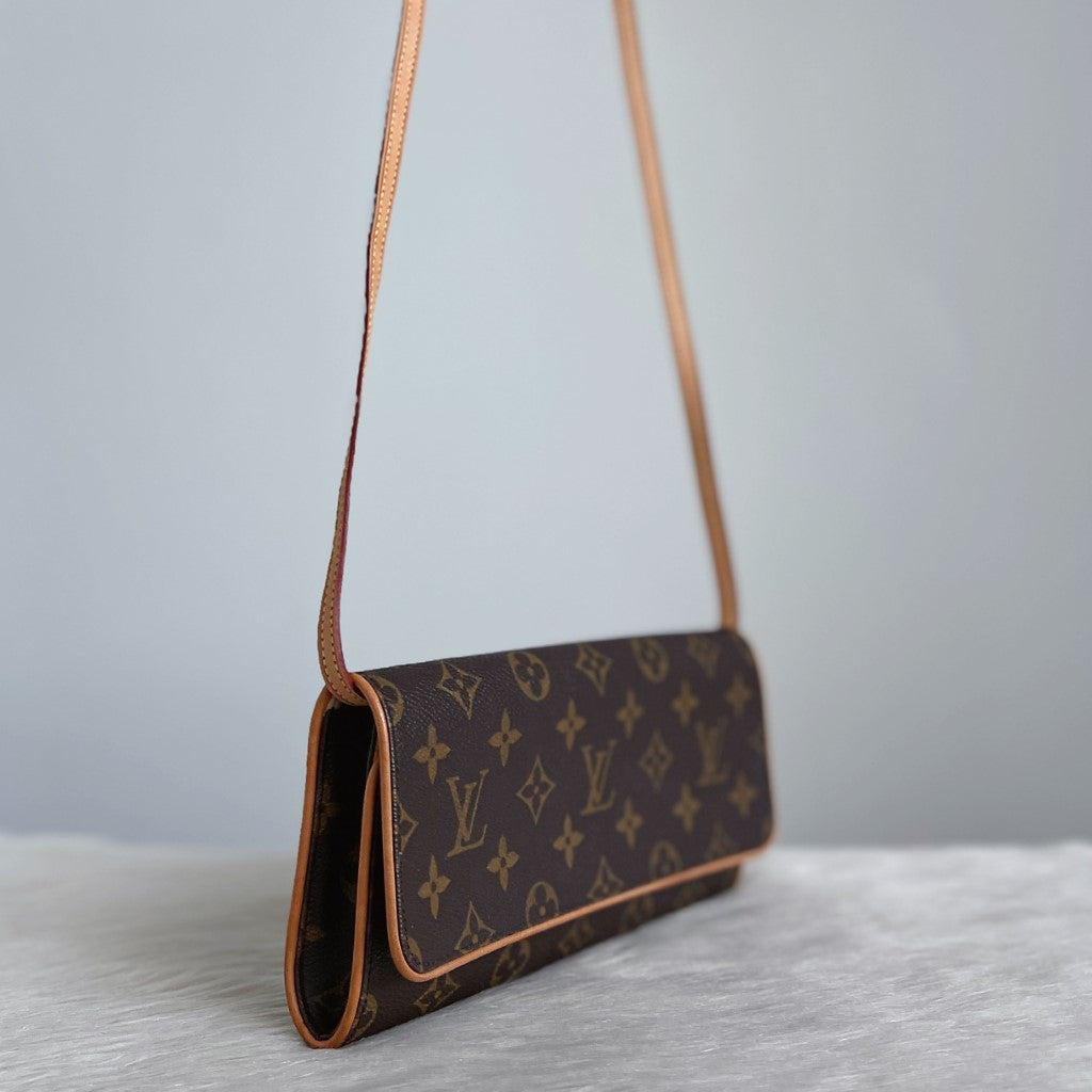 Louis Vuitton Signature Monogram Pochette Twin GM Shoulder Bag Excellent