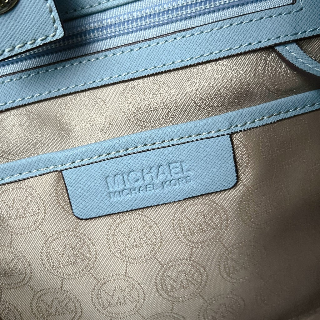 Michael Kors Light Blue Leather Triple Compartment 2 Way Shoulder Bag Excellent