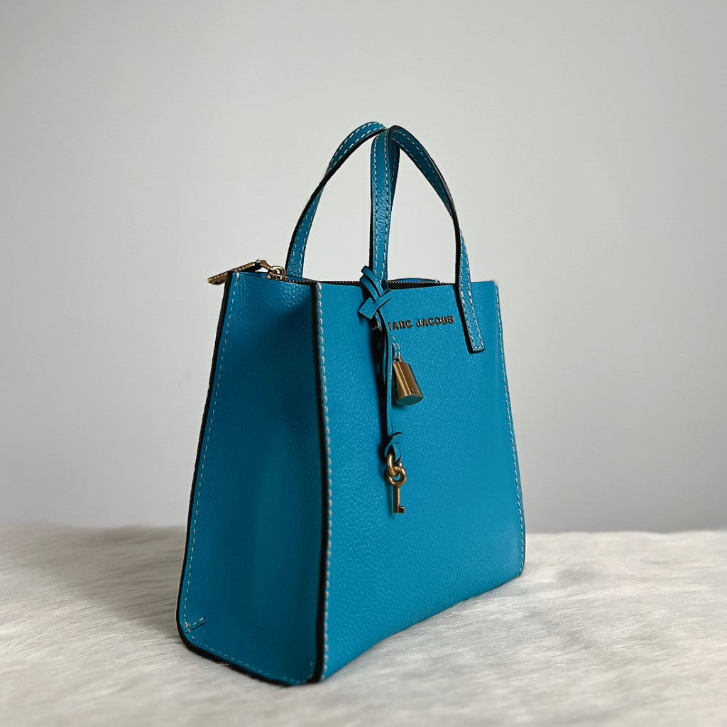 Marc Jacobs Blue Leather Triple Compartment 2 Way Shoulder Bag Excellent