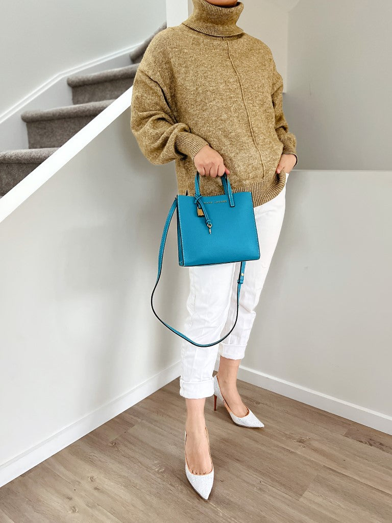 Marc Jacobs Blue Leather Triple Compartment 2 Way Shoulder Bag Excellent