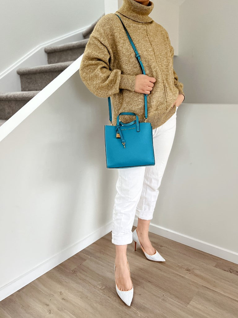 Marc Jacobs Blue Leather Triple Compartment 2 Way Shoulder Bag Excellent