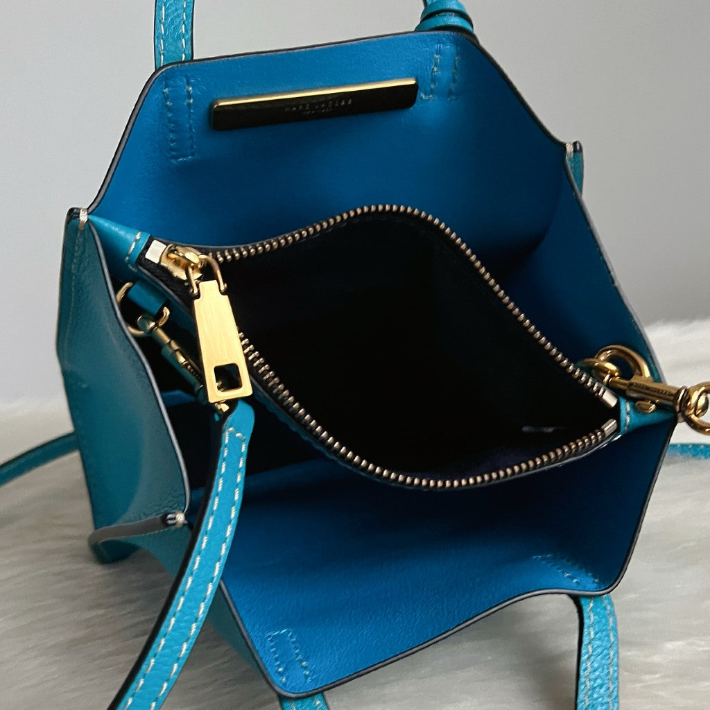 Marc Jacobs Blue Leather Triple Compartment 2 Way Shoulder Bag Excellent