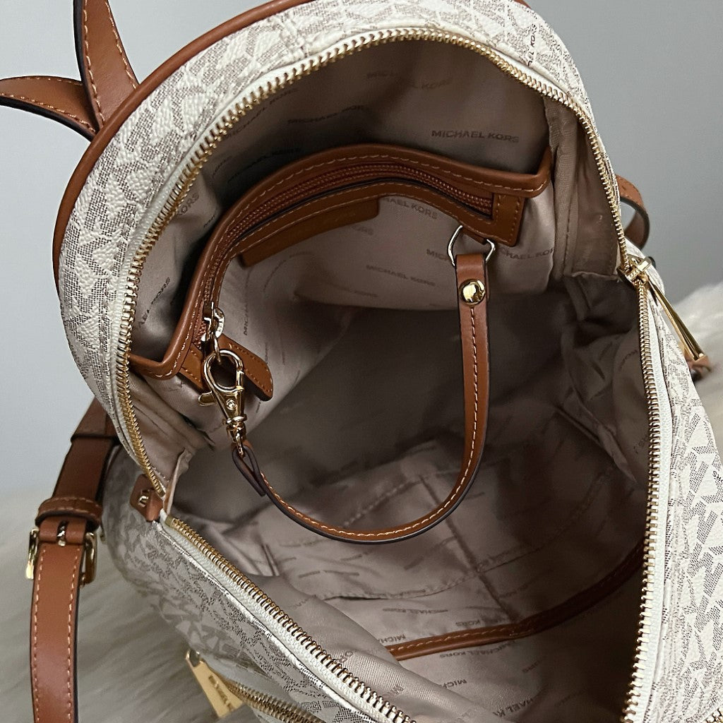 Michael Kors MK Monogram Front Logo Large Backpack Excellent