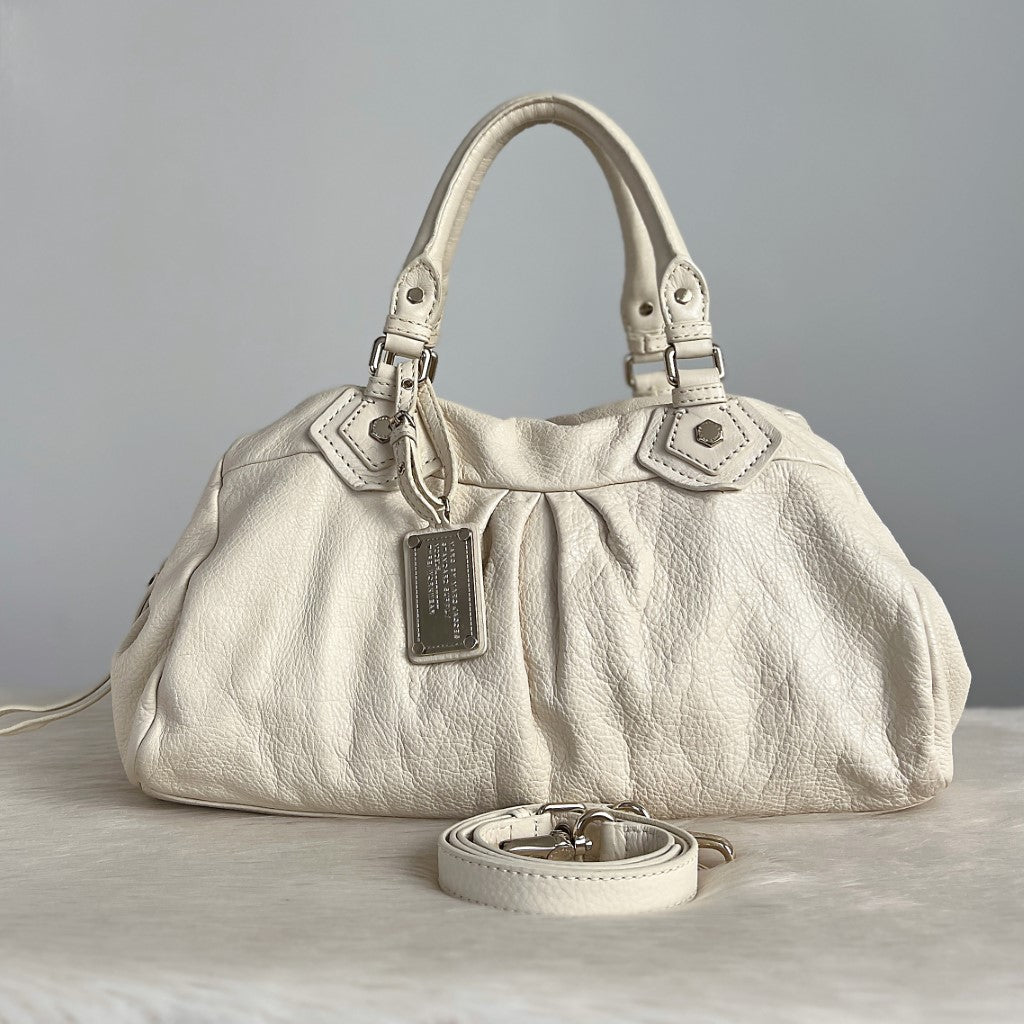 Marc Jacobs White Leather Classic Q Large 2 Way Shoulder Bag