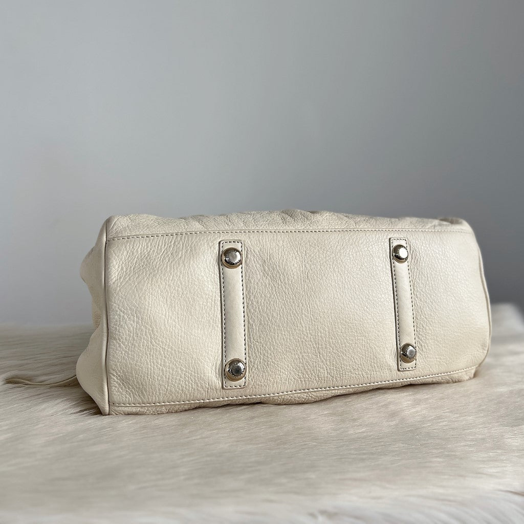 Marc Jacobs White Leather Classic Q Large 2 Way Shoulder Bag