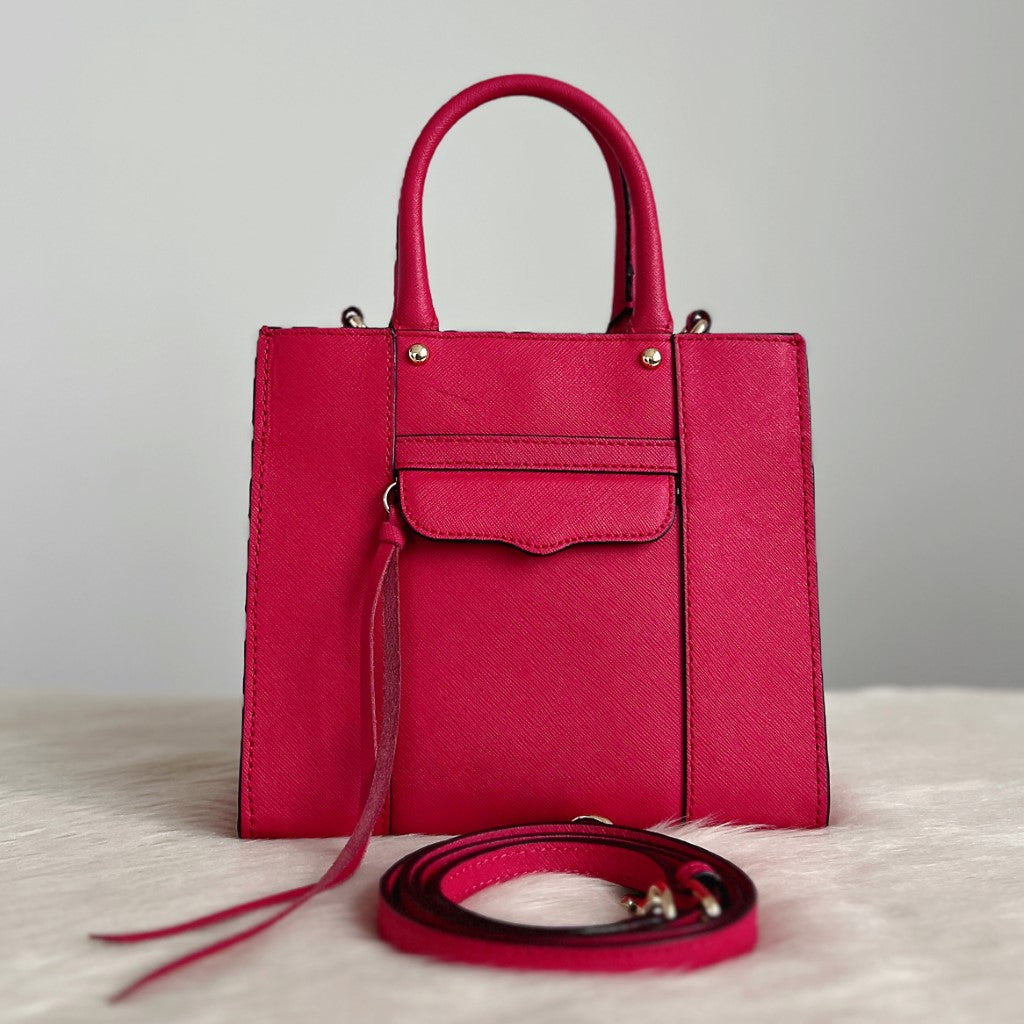 Rebecca Minkoff Fuchsia Leather Front Pocket 2 Way Shoulder Bag