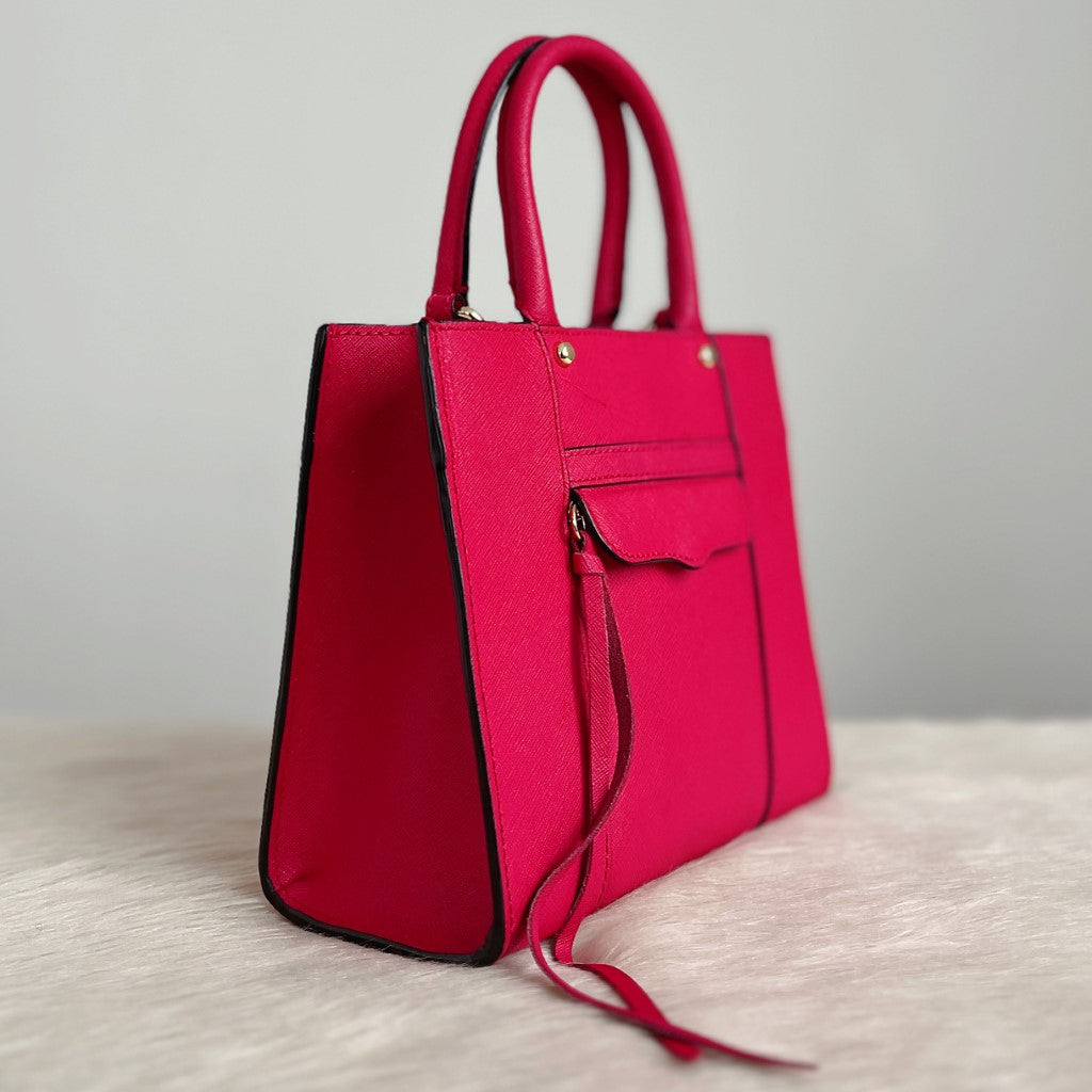 Rebecca Minkoff Fuchsia Leather Front Pocket 2 Way Shoulder Bag