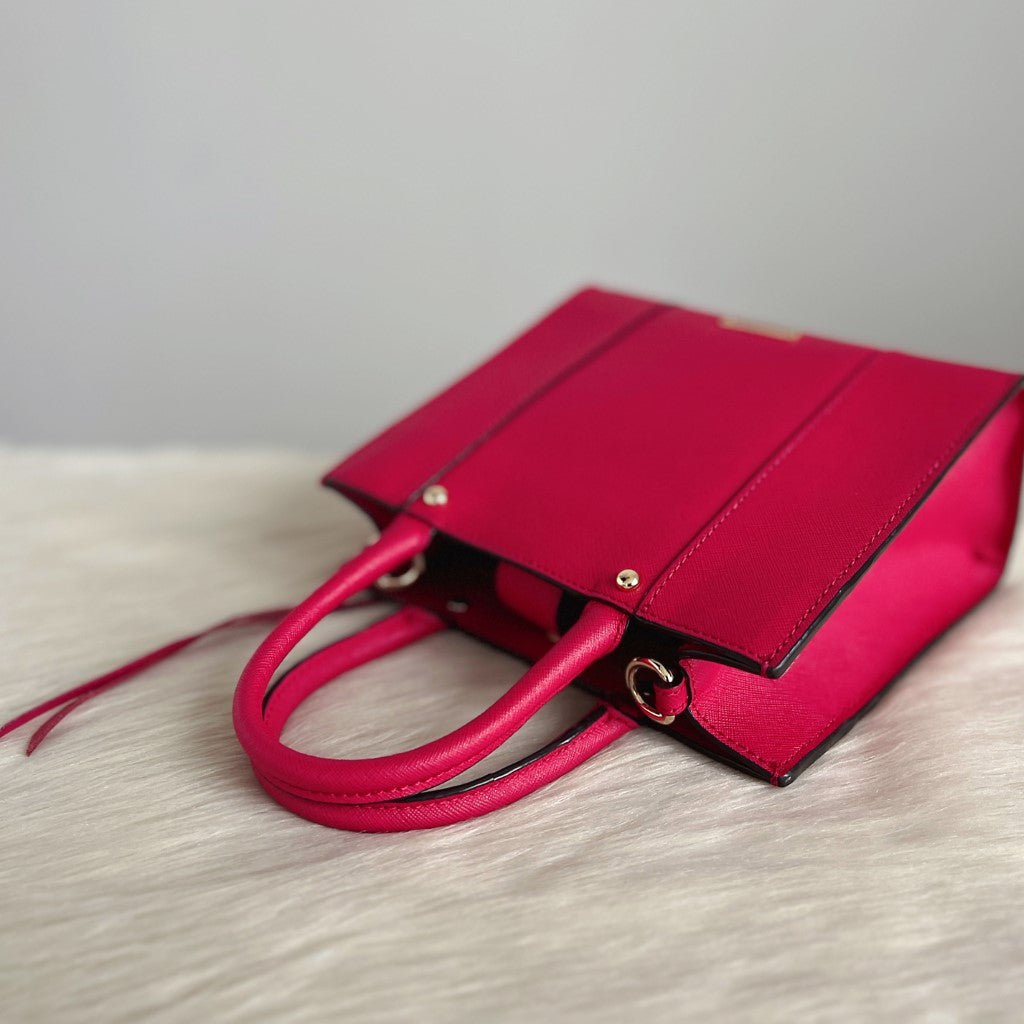 Rebecca Minkoff Fuchsia Leather Front Pocket 2 Way Shoulder Bag