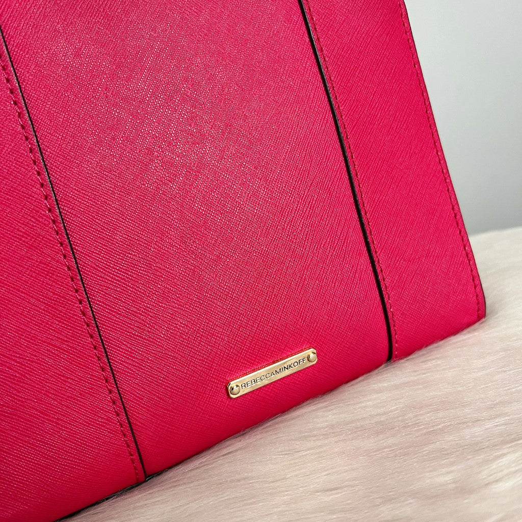 Rebecca Minkoff Fuchsia Leather Front Pocket 2 Way Shoulder Bag