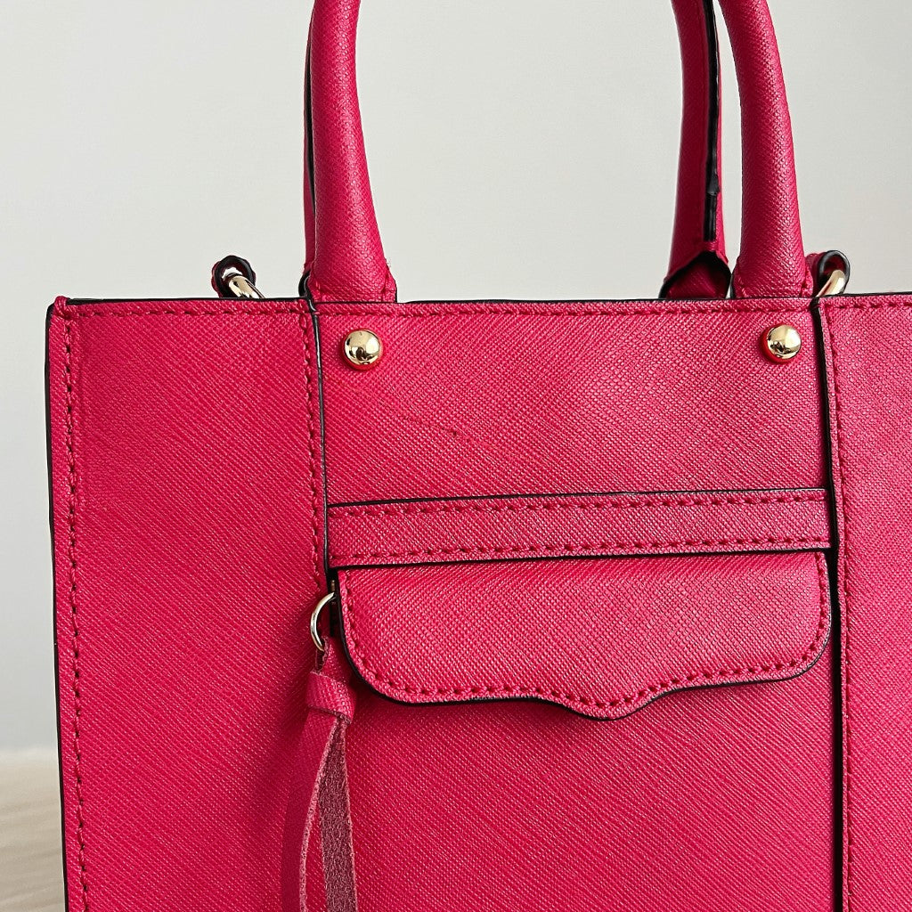Rebecca Minkoff Fuchsia Leather Front Pocket 2 Way Shoulder Bag