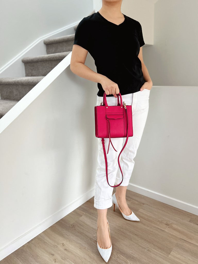 Rebecca Minkoff Fuchsia Leather Front Pocket 2 Way Shoulder Bag