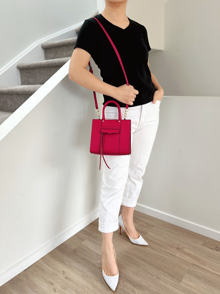 Rebecca Minkoff Fuchsia Leather Front Pocket 2 Way Shoulder Bag