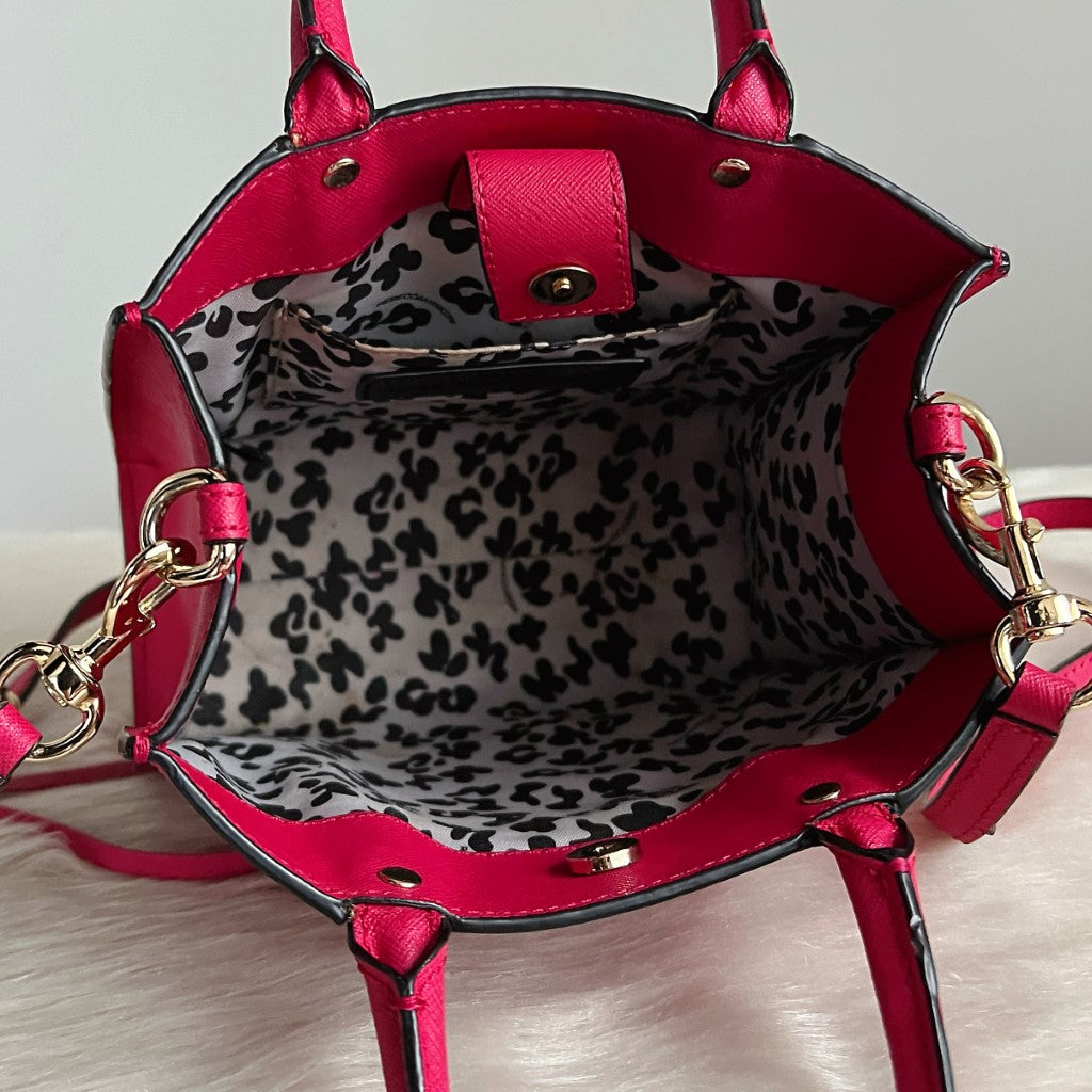 Rebecca Minkoff Fuchsia Leather Front Pocket 2 Way Shoulder Bag
