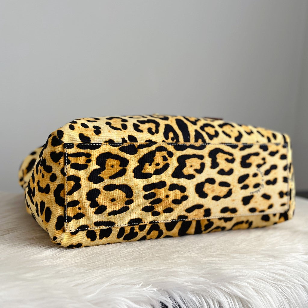 Dolce & Gabbana D&G Oversized Leopard Pattern Carryall Shoulder Bag Excellent