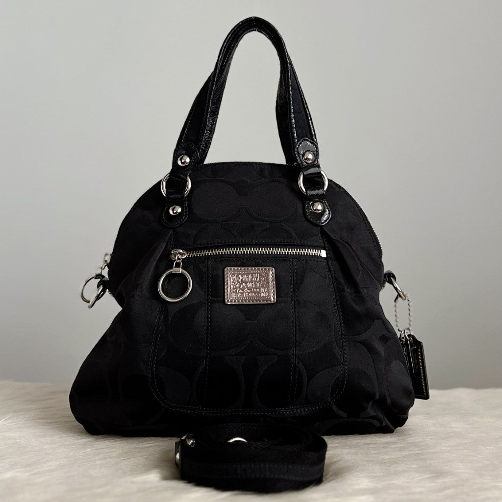 Coach Black Monogram Front Detail 2 Way Shoulder Bag