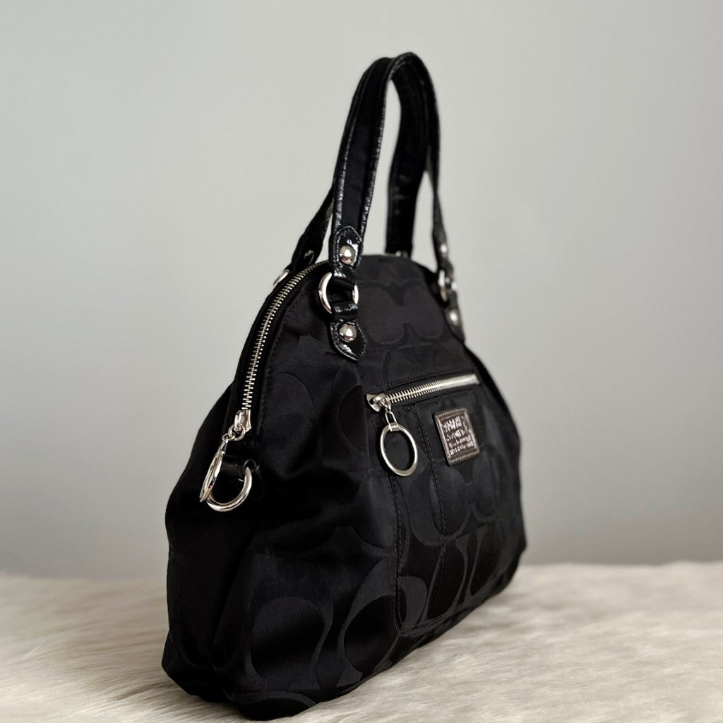 Coach Black Monogram Front Detail 2 Way Shoulder Bag