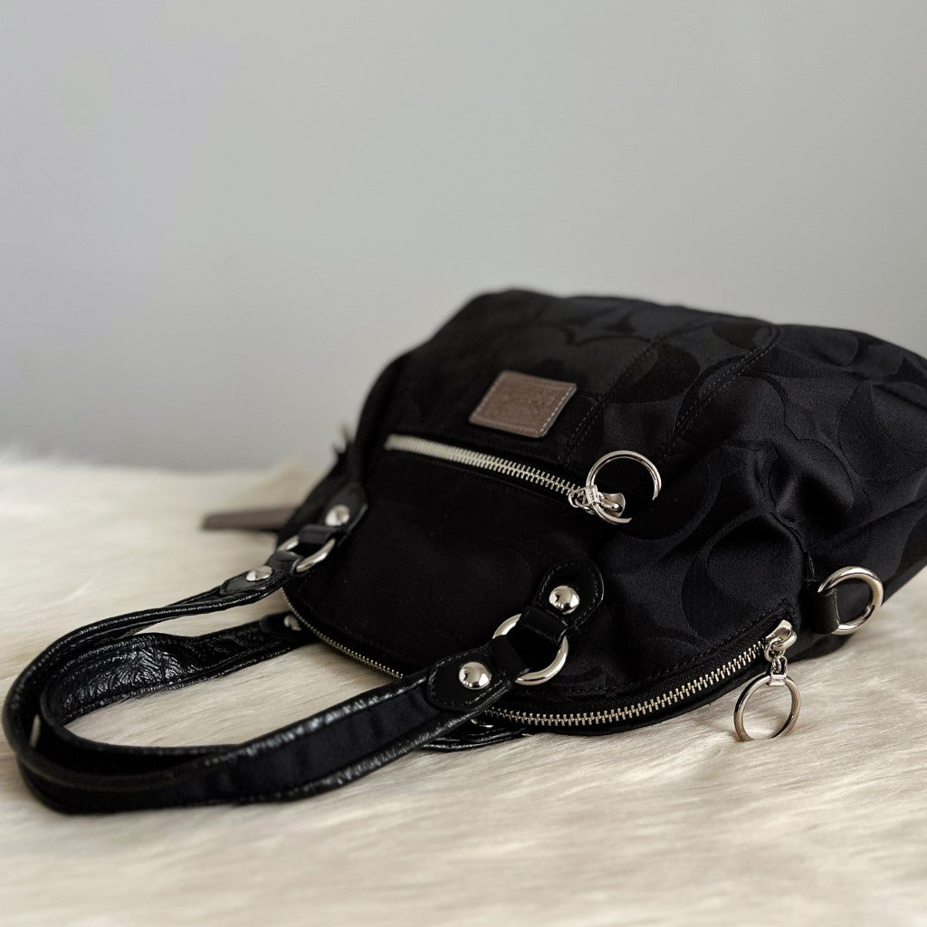 Coach Black Monogram Front Detail 2 Way Shoulder Bag
