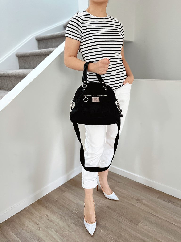 Coach Black Monogram Front Detail 2 Way Shoulder Bag