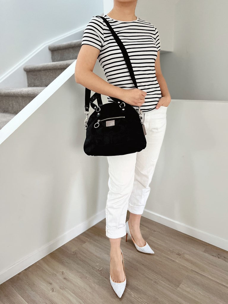 Coach Black Monogram Front Detail 2 Way Shoulder Bag