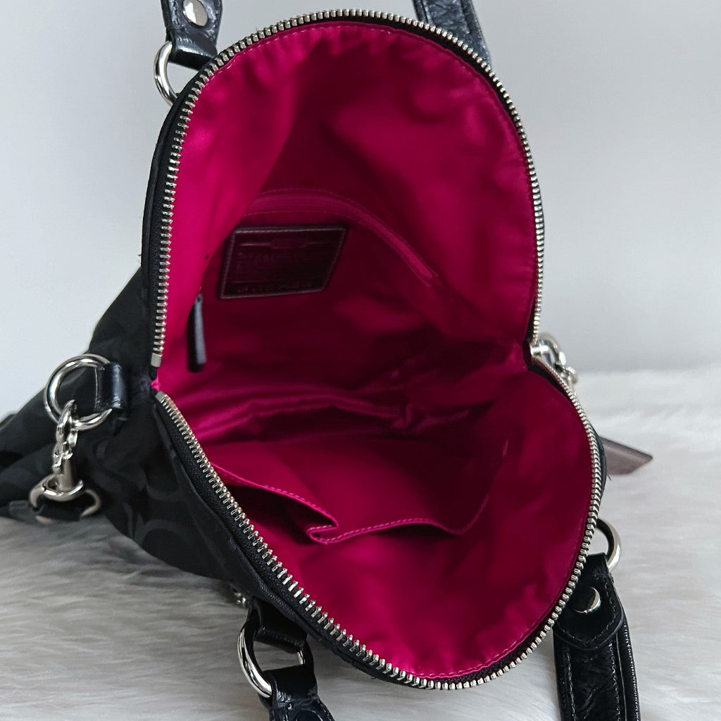 Coach Black Monogram Front Detail 2 Way Shoulder Bag