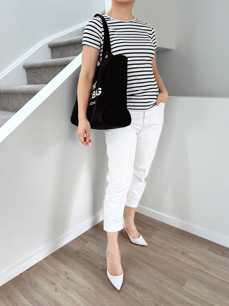 Marc Jacobs Black Front Pattern Book Tote Large Shoulder Bag