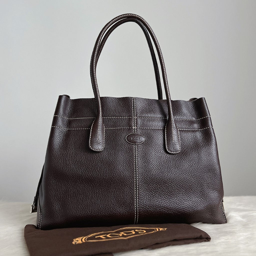 Tod's Brown Leather Iconic Princess Diana D Tote Bag Excellent