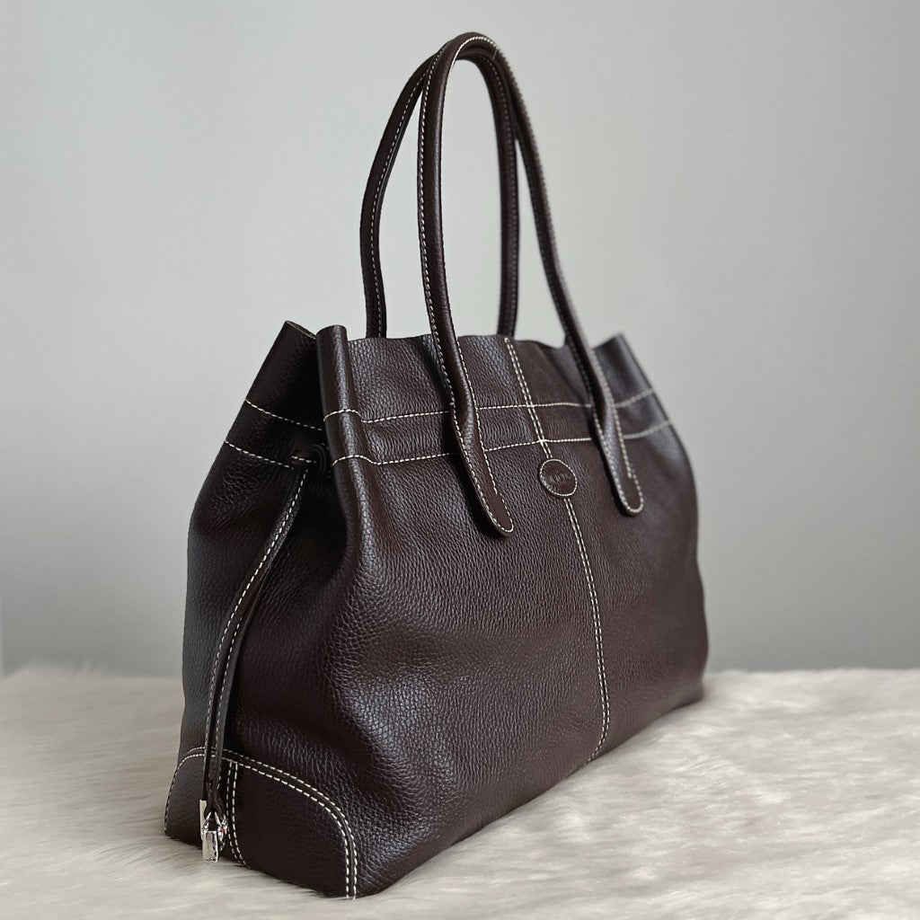 Tod's Brown Leather Iconic Princess Diana D Tote Bag Excellent