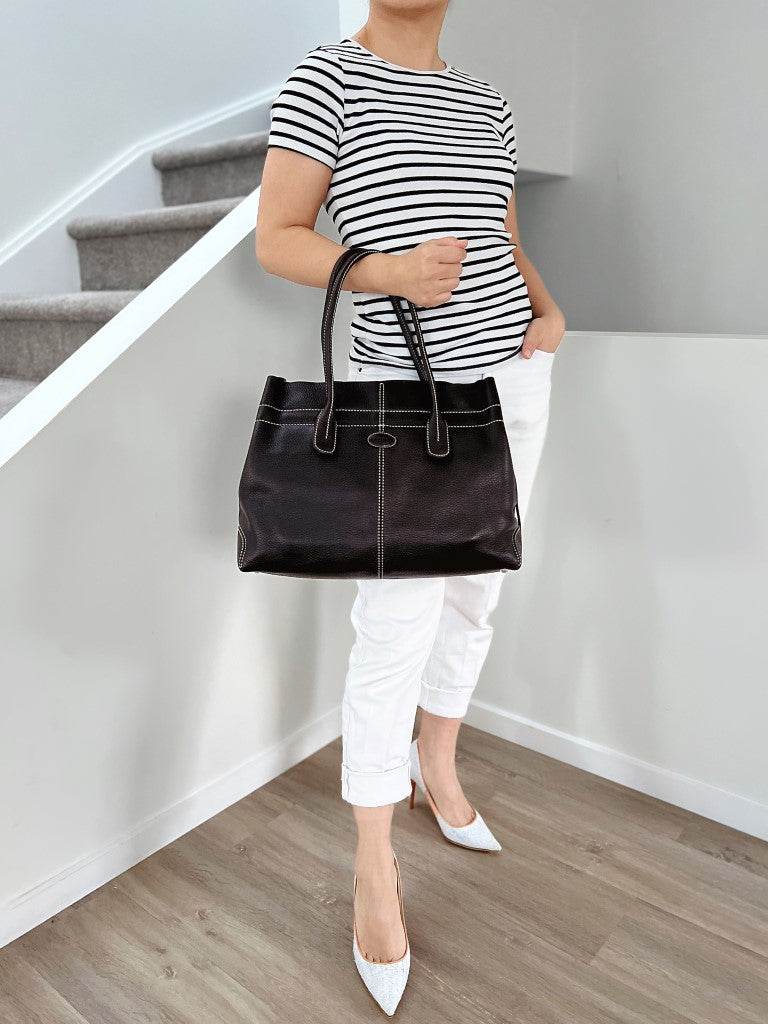 Tod's Brown Leather Iconic Princess Diana D Tote Bag Excellent