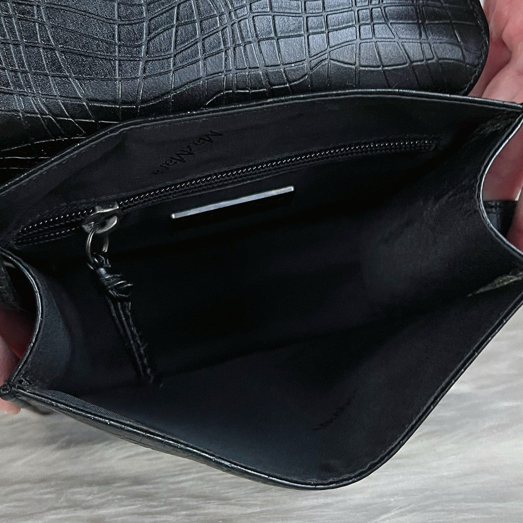Max Mara Black Leather Oversized Buckle Crossbody Shoulder Bag Excellent