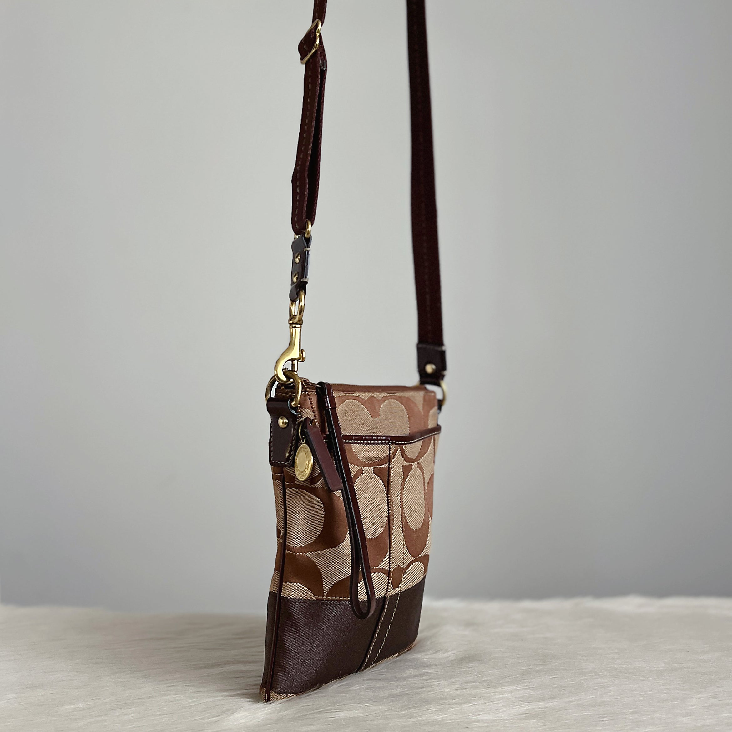 Coach Monogram Colour Block Detail Small Crossbody Shoulder Bag