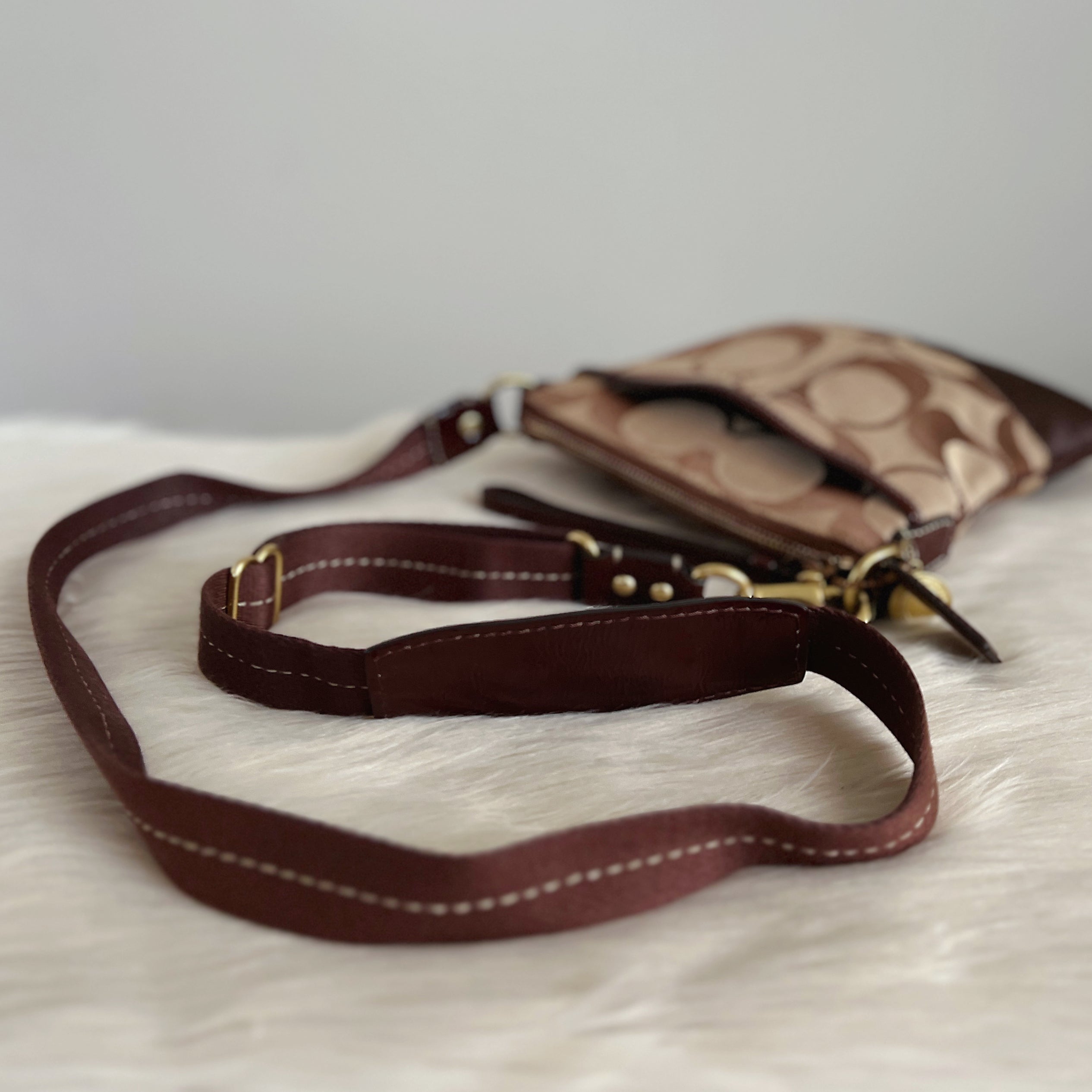 Coach Monogram Colour Block Detail Small Crossbody Shoulder Bag