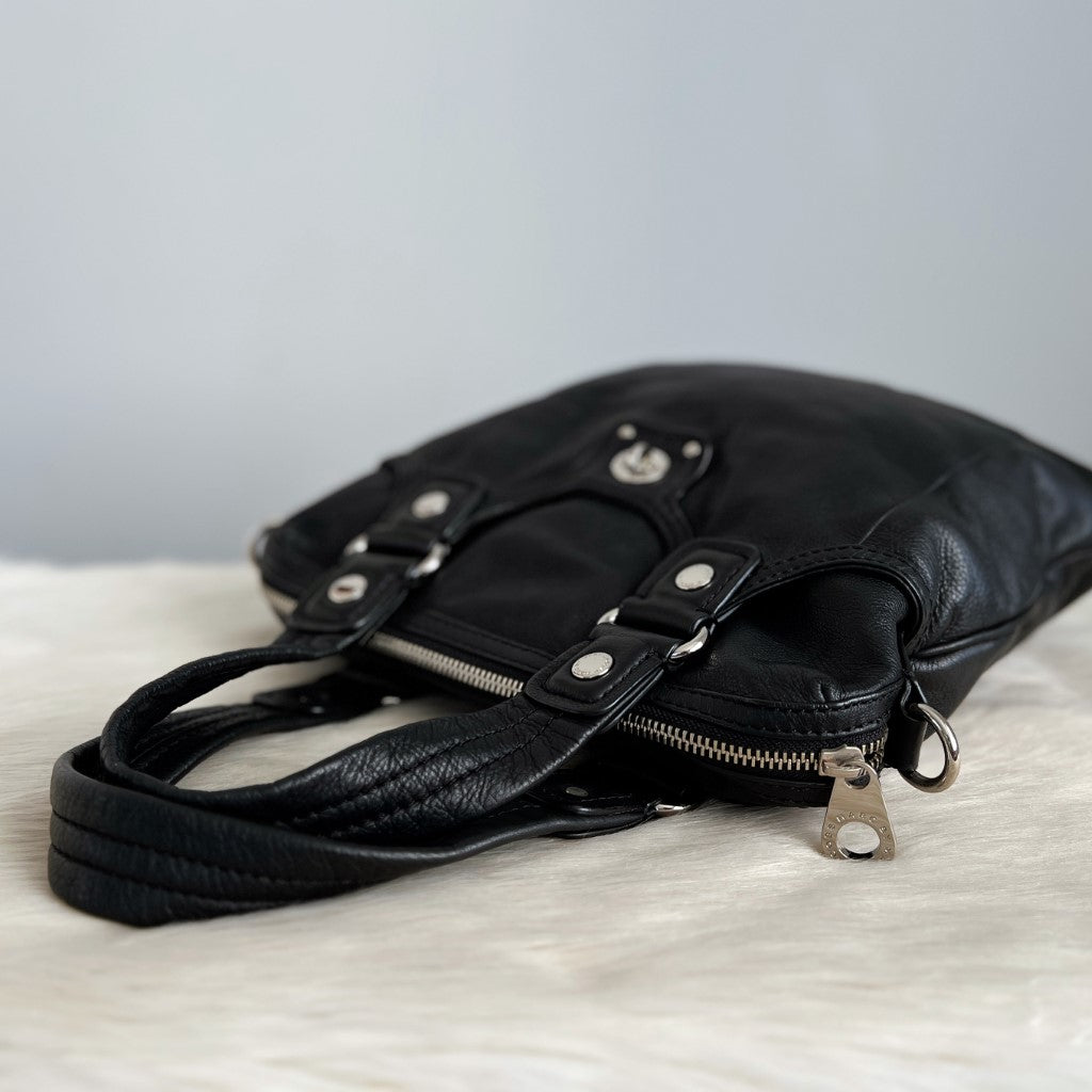Marc Jacobs Black Leather Front Turn Lock 2 Way Shoulder Bag Excellent