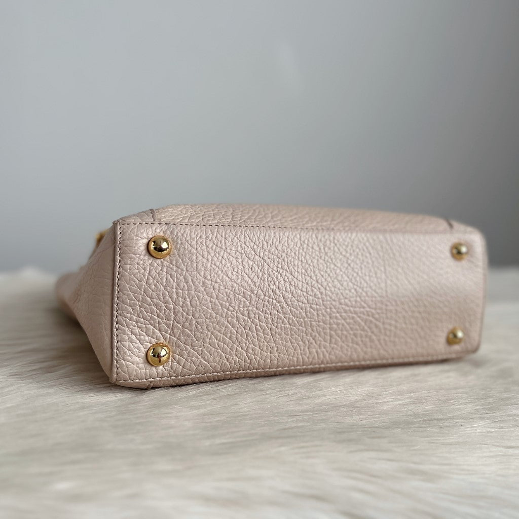 See by Chloe Beige Leather Double Buckle 2 Way Shoulder Bag
