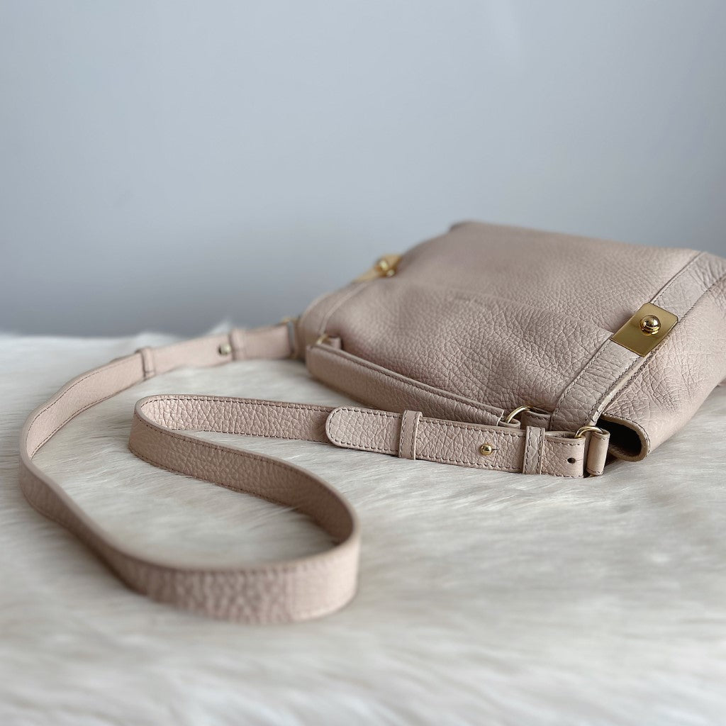 See by Chloe Beige Leather Double Buckle 2 Way Shoulder Bag