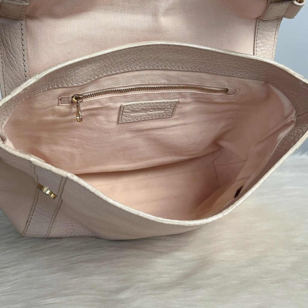 See by Chloe Beige Leather Double Buckle 2 Way Shoulder Bag