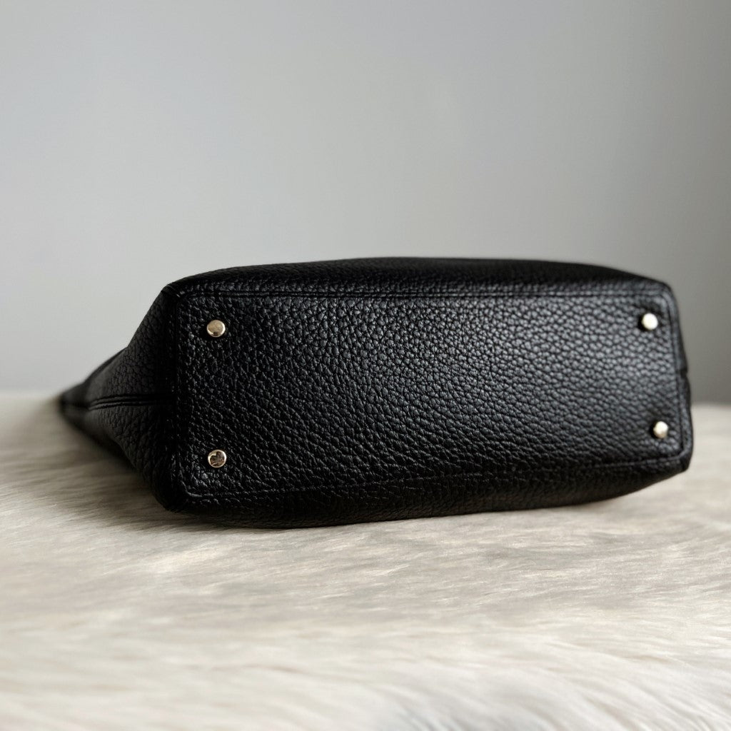 Kate Spade Black Leather Front Logo Career Shoulder Bag Like New