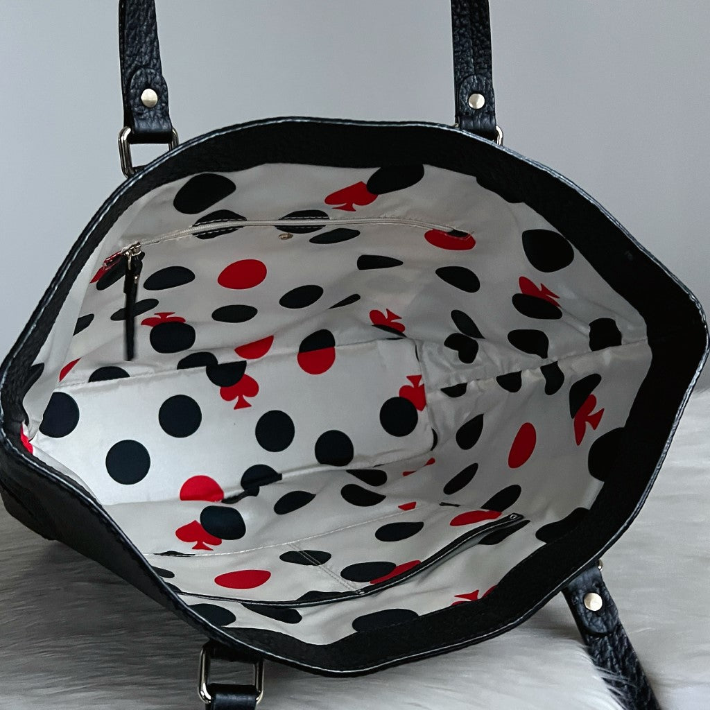 Kate Spade Black Leather Front Logo Career Shoulder Bag Like New