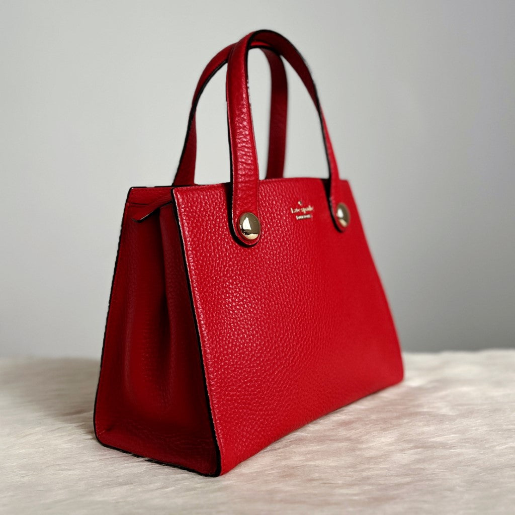 Kate Spade Red Leather Triple Compartment 2 Way Shoulder Bag Like New