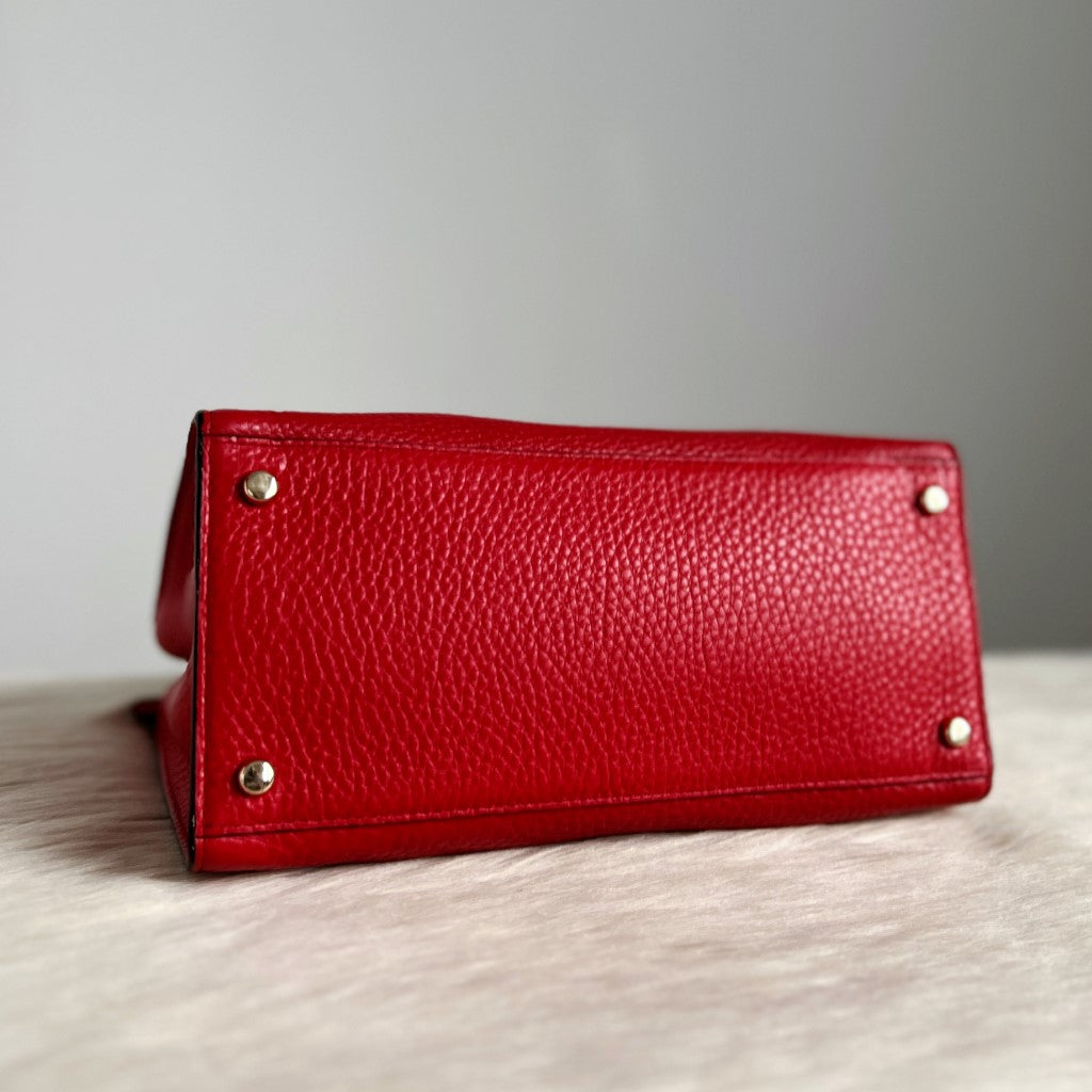 Kate Spade Red Leather Triple Compartment 2 Way Shoulder Bag Like New