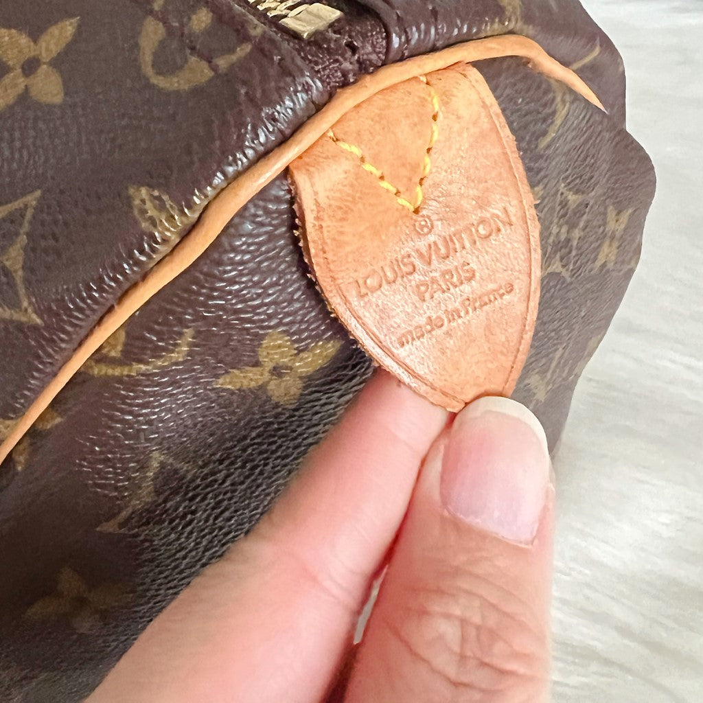 Louis Vuitton Signature Monogram Speedy 35 Bag + Lock & Keys