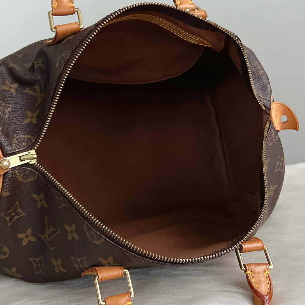 Louis Vuitton Signature Monogram Speedy 35 Bag + Lock & Keys