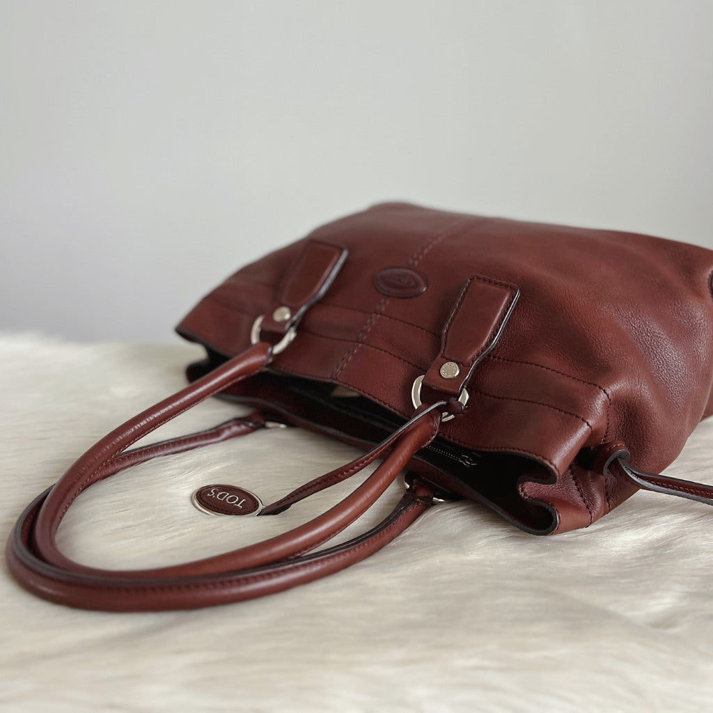Tod's Brown Leather Iconic Princess Diana D Tote Bag Excellent