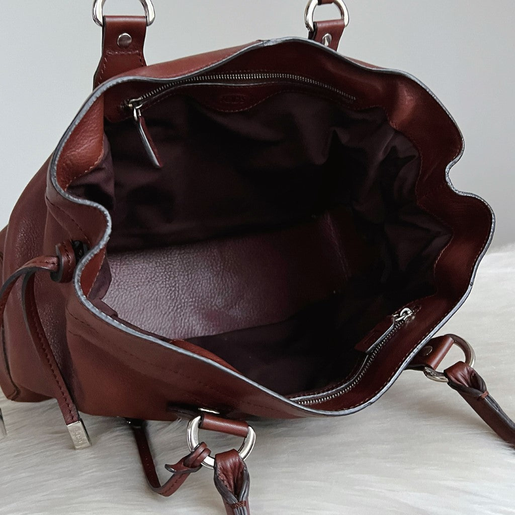Tod's Brown Leather Iconic Princess Diana D Tote Bag Excellent