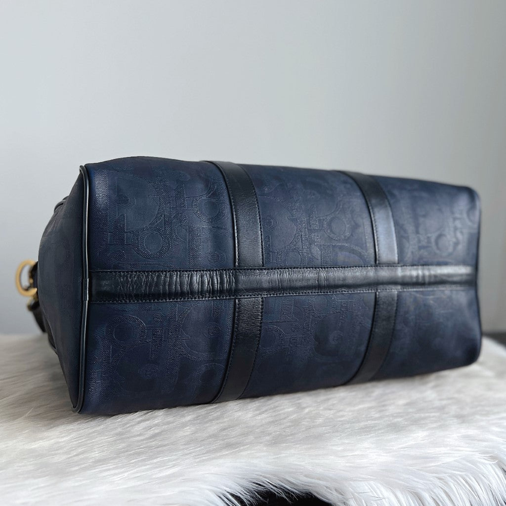 Christian Dior Signature D Monogram Ring Detail Carryall Travel Bag