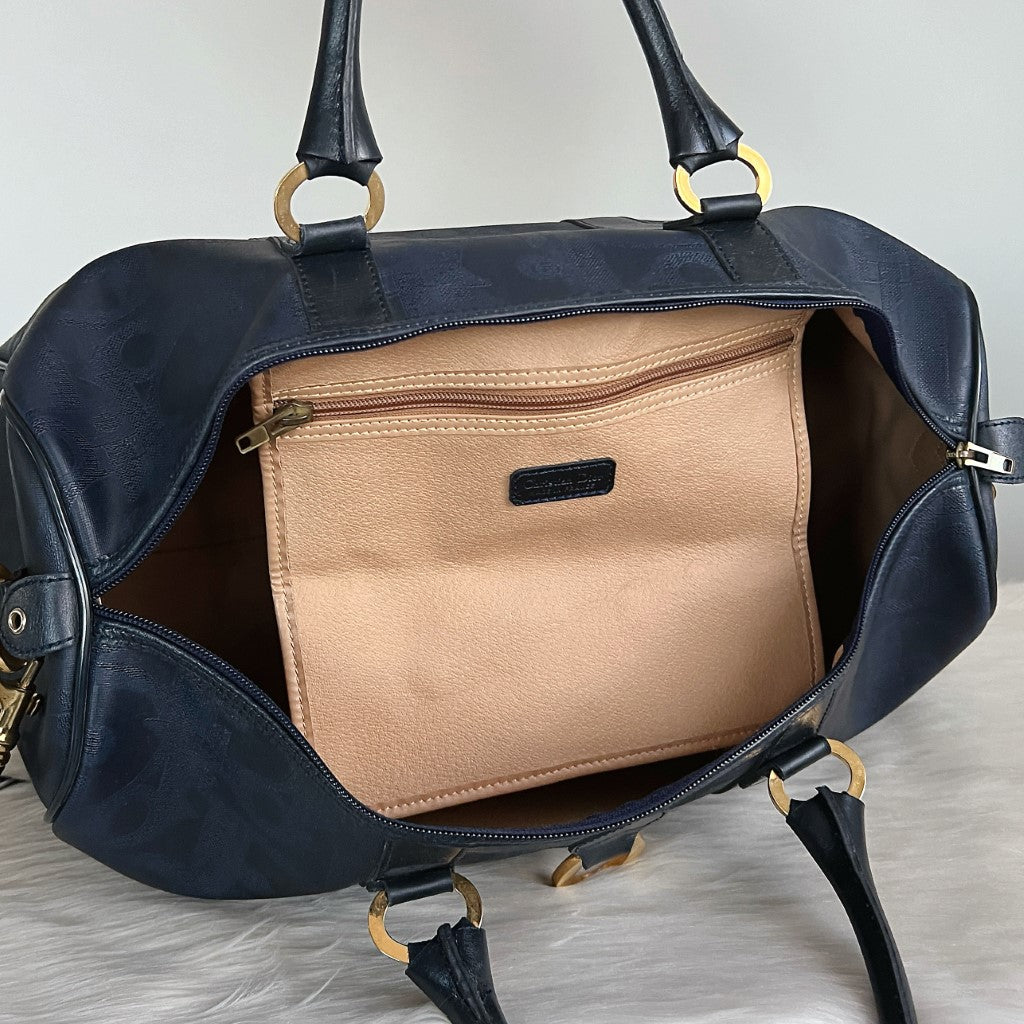 Christian Dior Signature D Monogram Ring Detail Carryall Travel Bag